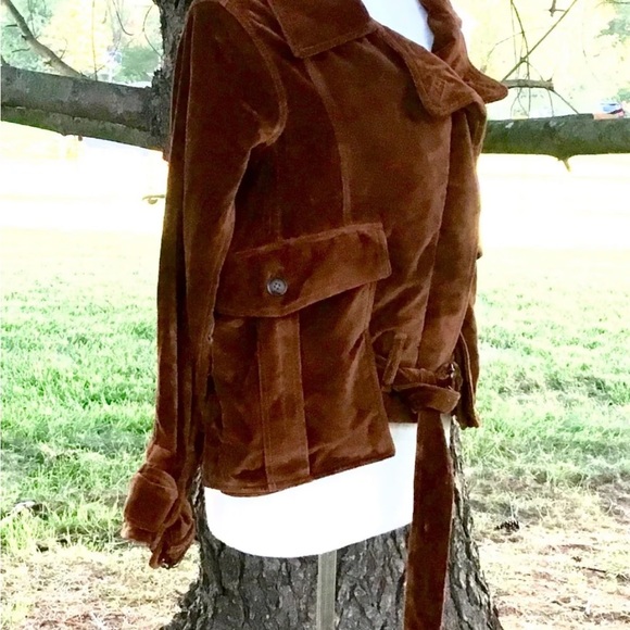 Free People Nicholas K Velvet Turin Jacket Rust Belted Cargo Pockets - Picture 4 of 7
